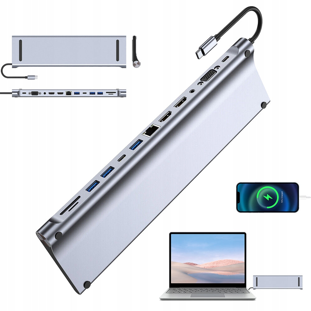12IN1 HDMI+HDMI+VGA LAPTOP DOCKING STATION TRIPLE DISPLAY