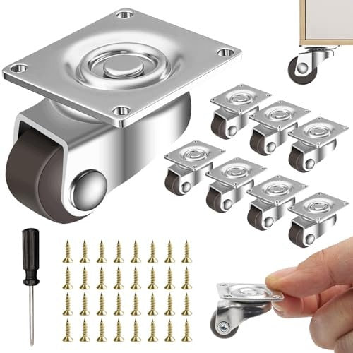 12MM RUBBER SWIVEL FURNITURE WHEELS FOR DRAWER FURNITURE SET OF 8 Brand no brand