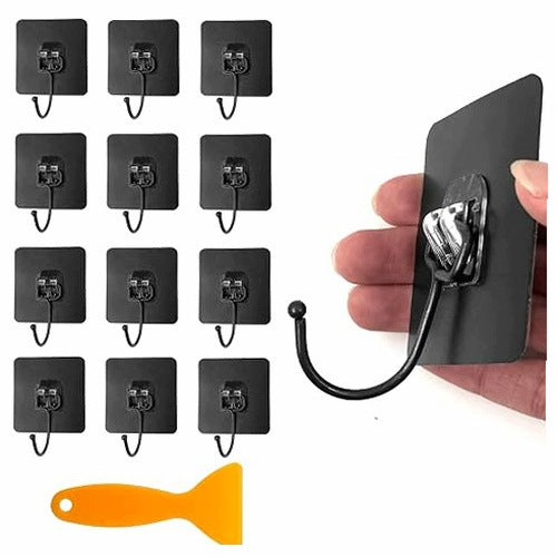 12PCS WATERPROOF SELF ADHESIVE WALL HOOKS FOR BATHROOM KITCHEN