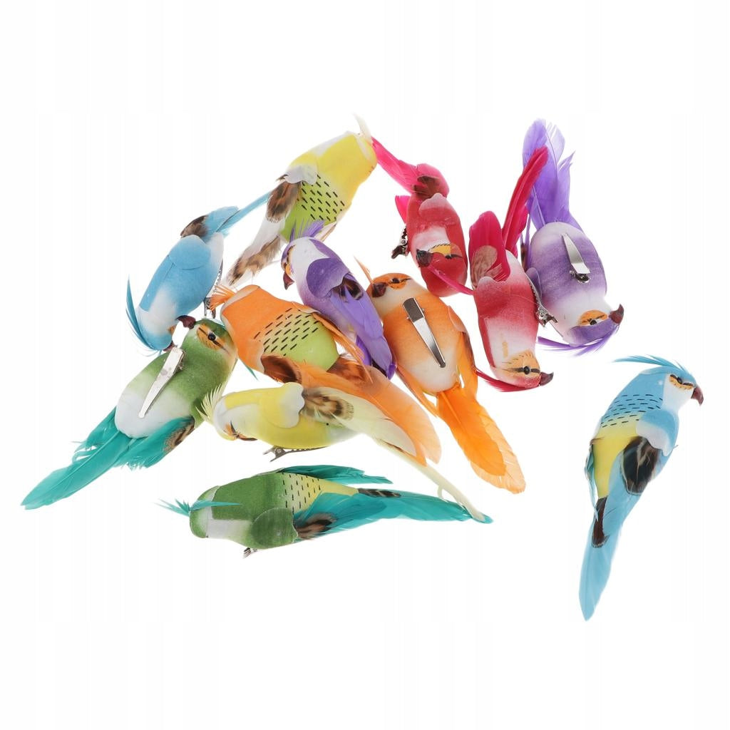 12Pcs Artificial Simulation Foam Bird Wedding Party Decor with Clip