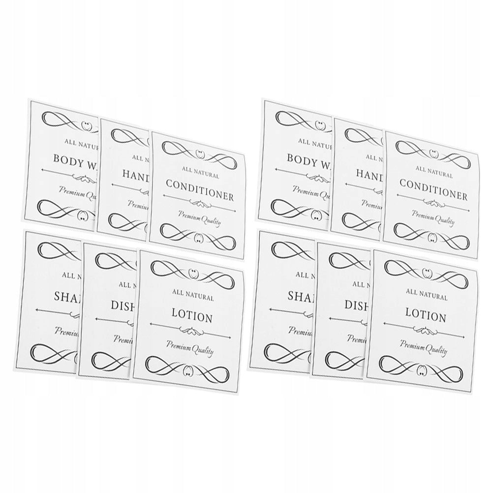 12Pcs Waterproof PVC Labels for Hand Soap, Lotion, and Shower Bottles