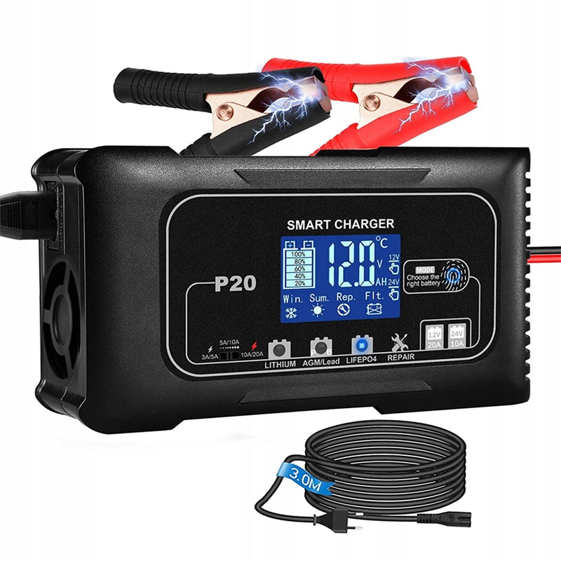 12V 20A/24V 10A BATTERY RECTIFIER AUTOMATIC SMART CHARGER