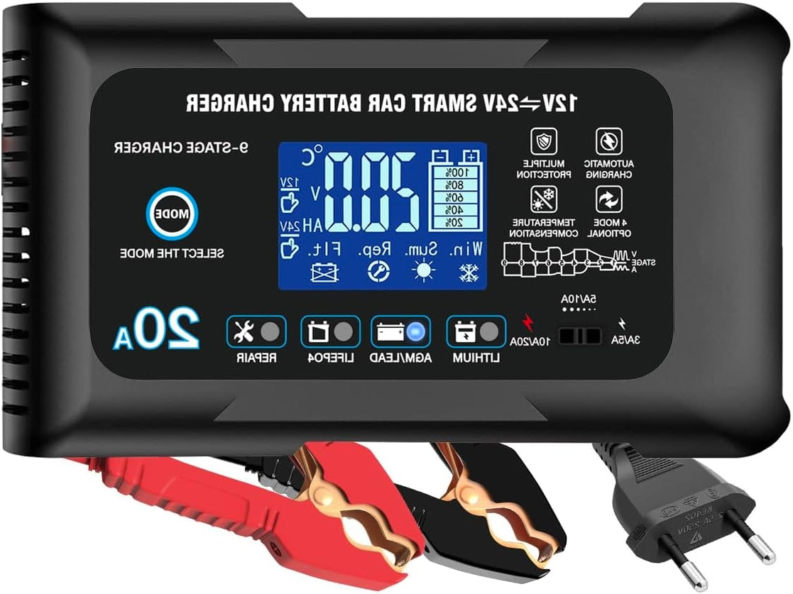 12V 24V 20A BATTERY CHARGER WITH LCD LIFEPO4 DISPLAY