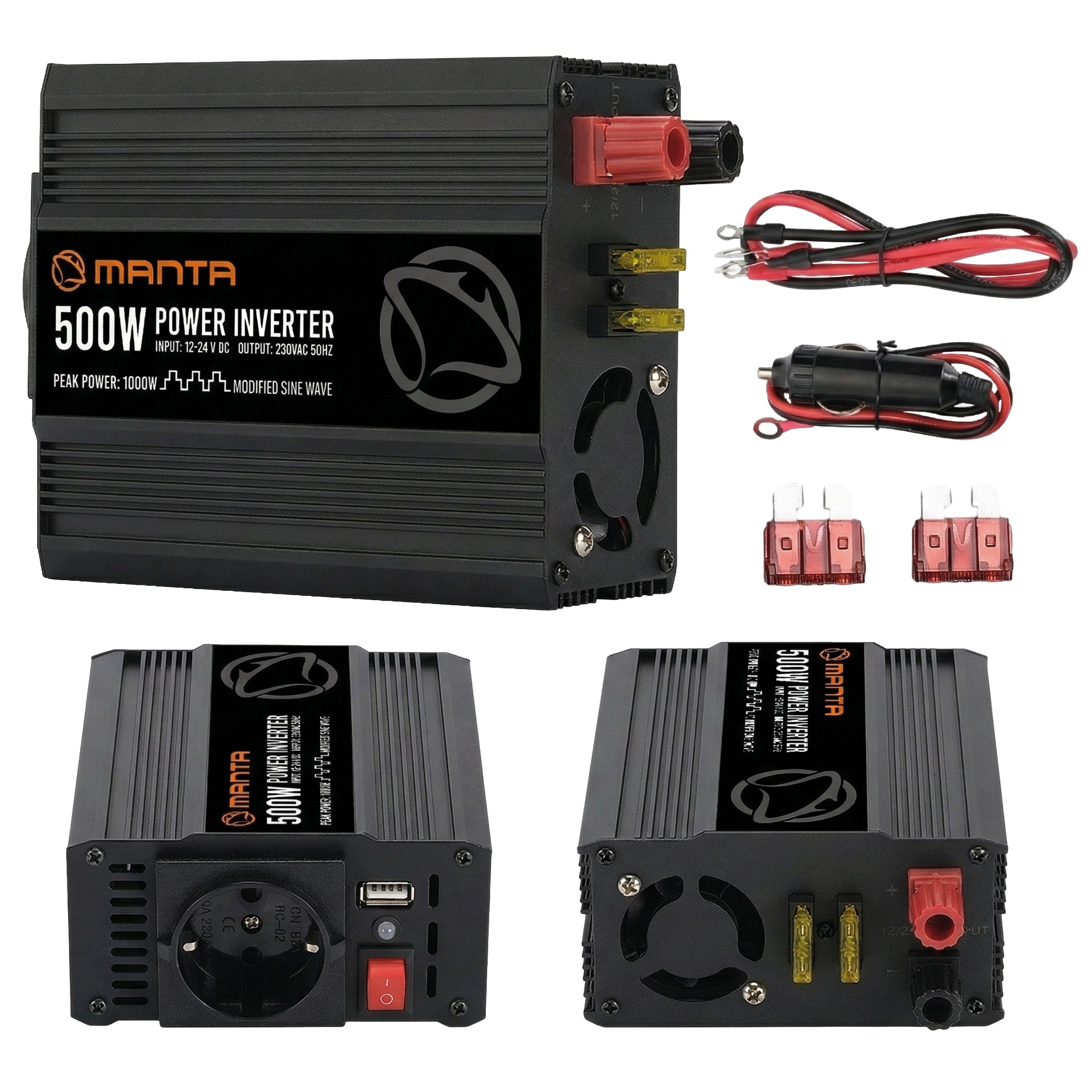 12V 24V 230V CAR INVERTER 1000 500W USB MPI500M Packaging status original