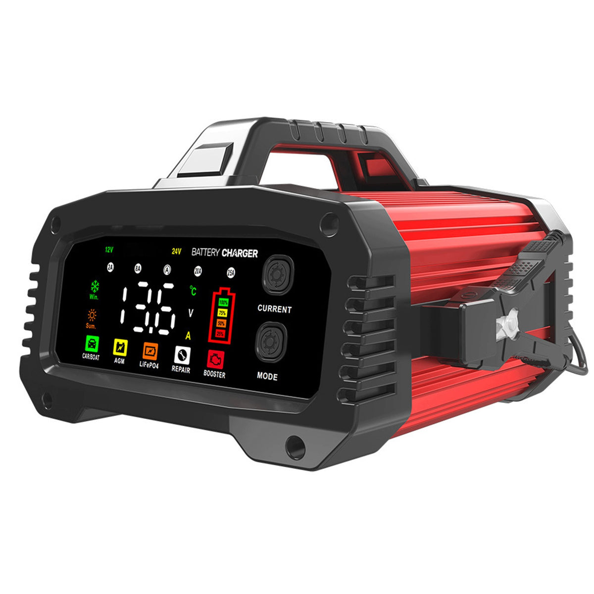 12V 24V 25A PORTABLE SMART BATTERY CHARGER