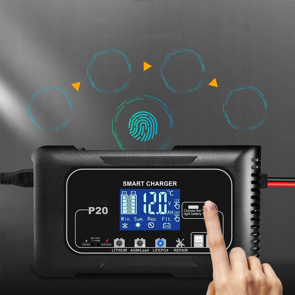 12V/24V LCD AUTOMATIC BATTERY CHARGER UNIVERSAL Motorcycle Auto Packaging status original