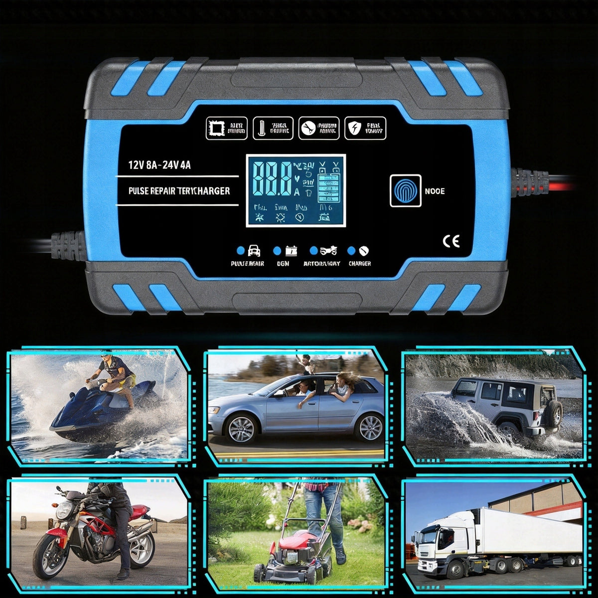 12V 24V LCD CAR RECTIFIER FOR BATTERIES AUTO MOTORCYCLE TRACTOR Packaging status original