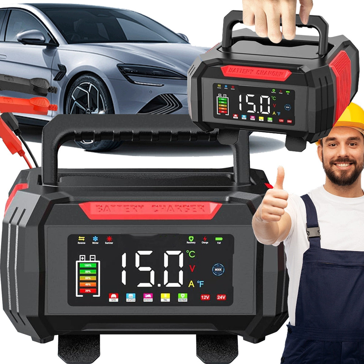 12V/24V SMART CAR BATTERY CHARGER FOR EFB