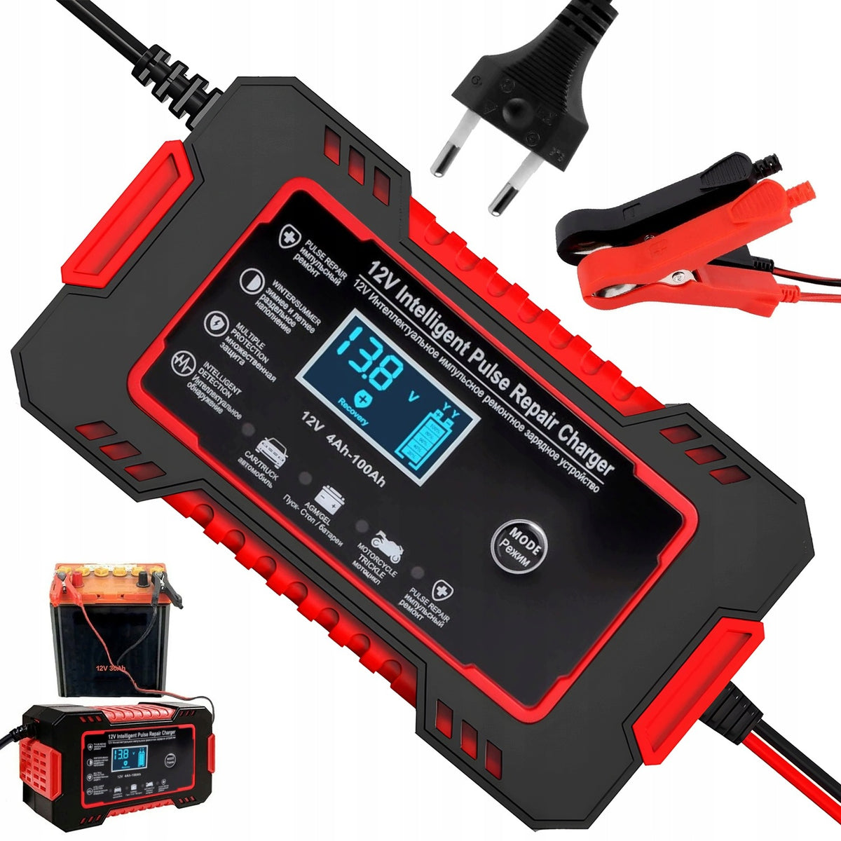 12V 6A CAR BATTERY CHARGER WITH LCD AND TEMPERATURE COMPENSATION
