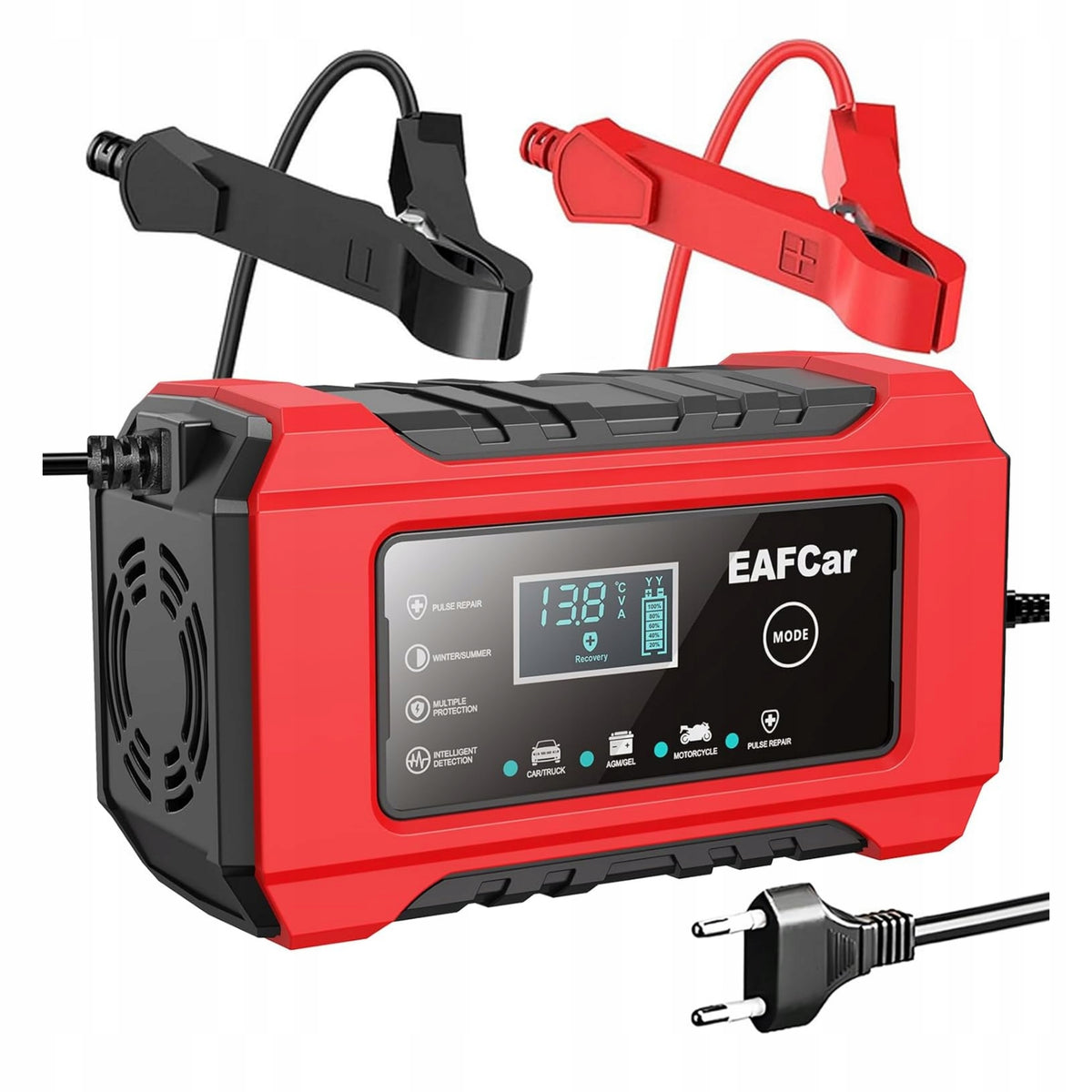 12V 6A Smart LCD Battery Charger for Car and Motorcycle USB