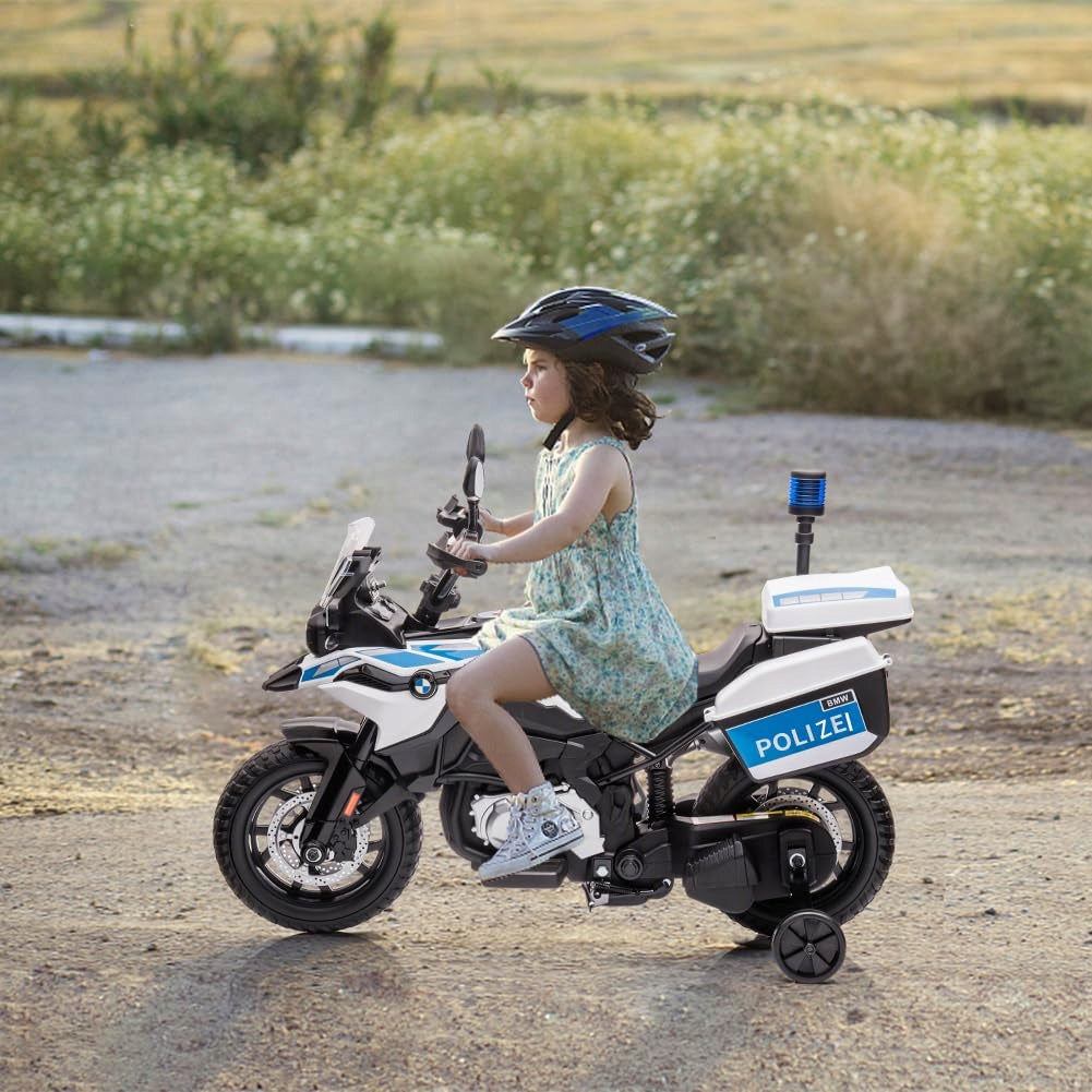 12V Kids Police Motorcycle, Dual Motor, LED Lights, EVA Wheels Maximum speed 7 km/h
