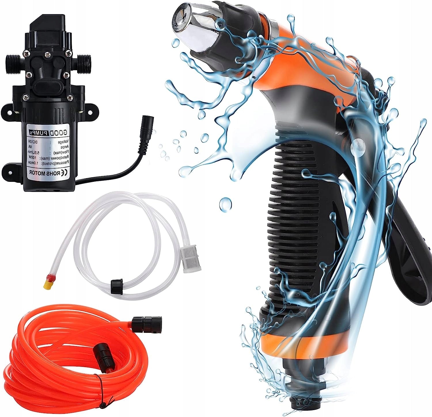 12V SELF-PRIMING WATER PUMP 100W WITH GUN MOTORHOME PRESSURE WASHER
