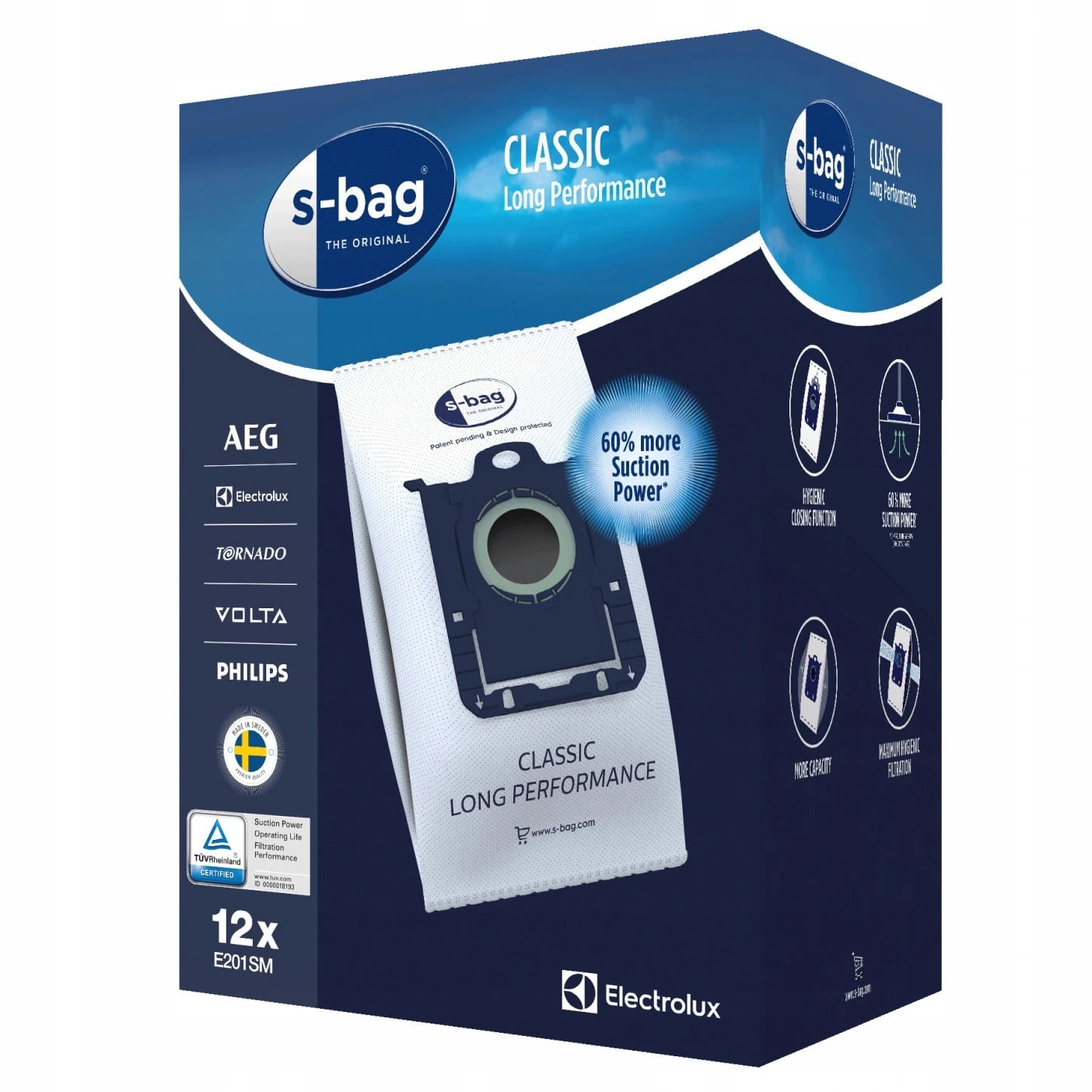 12×Vacuum cleaner bags Electrolux E201SM / S-BAG + HEPA filter Vacuum cleaner brand AEG Electrolux Philips Volta Zanussi
