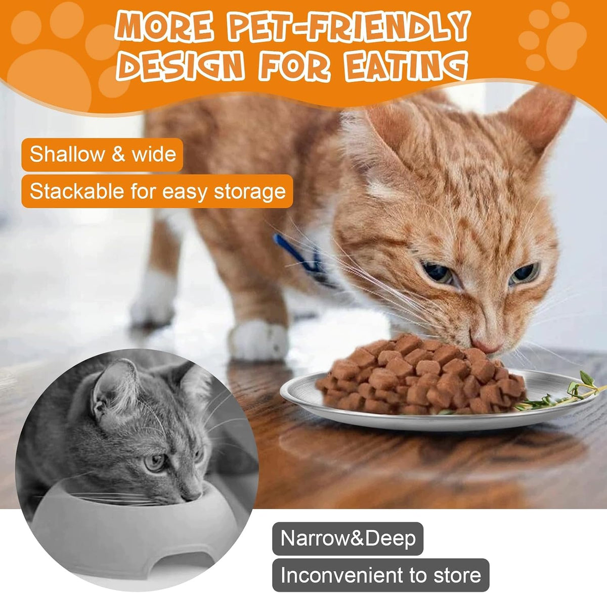 12X CAT BOWL STAINLESS STEEL 14 CM FLAT MUSTACHE Kind automatic feeder