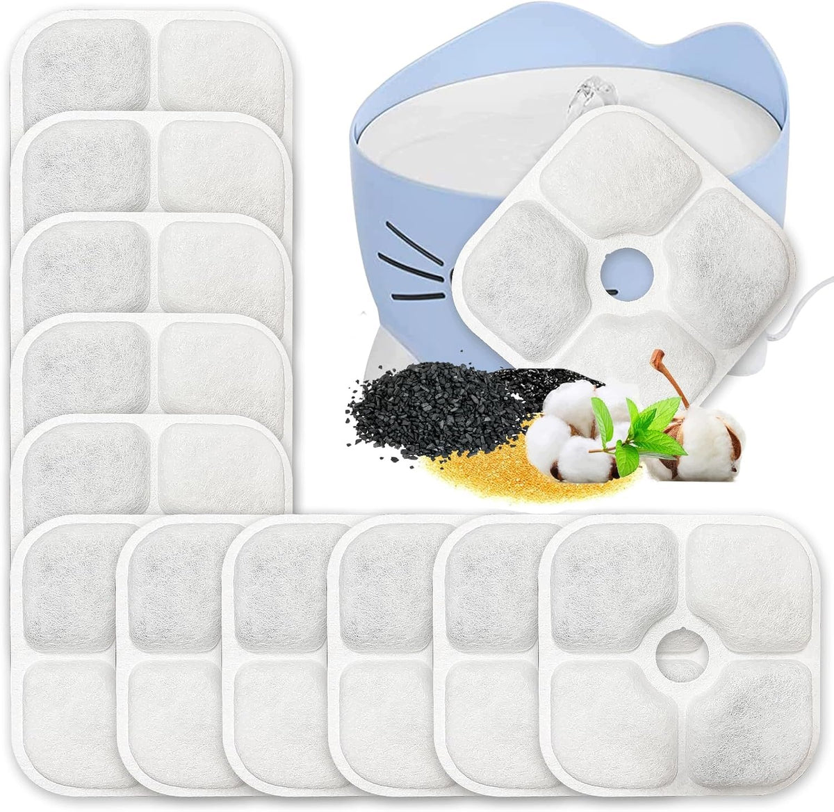 12X FILTERS FOR DOG CAT FOUNTAIN 2,5L CARBON FOAM