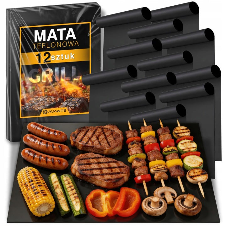 12X TEFLON GRILL MAT BAKING PAD TRAY REUSABLE BBQ