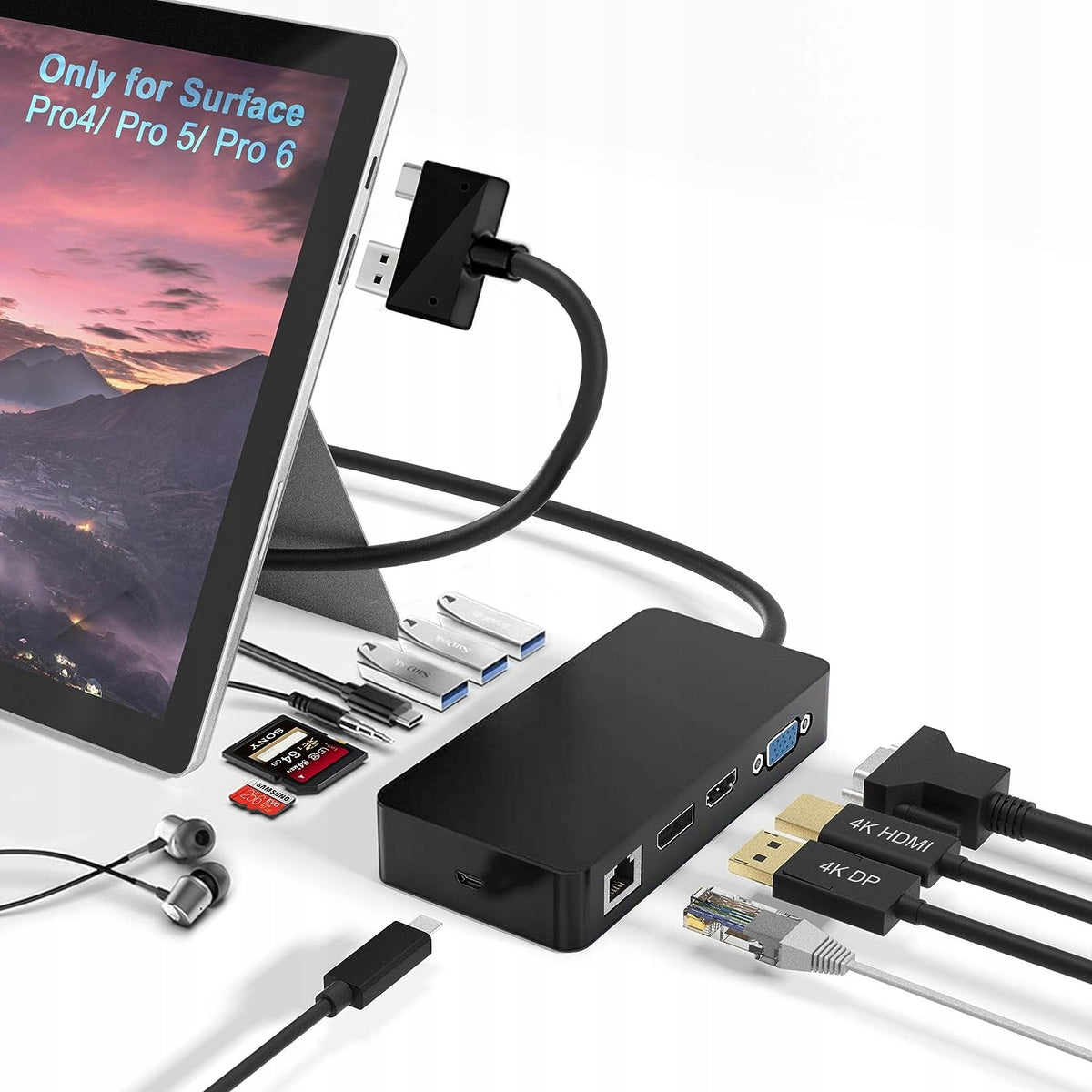 12in1 Docking Station for Surface Pro USB Hub