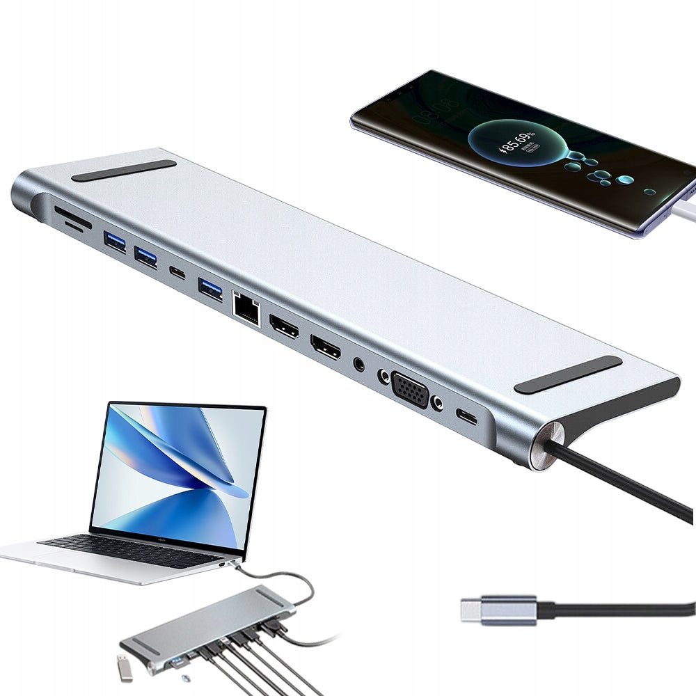 12in1 HDMI 4K USB 3.0 TYPE-C SD TF DOCKING STATION FOR MACBOOK LAPTOP
