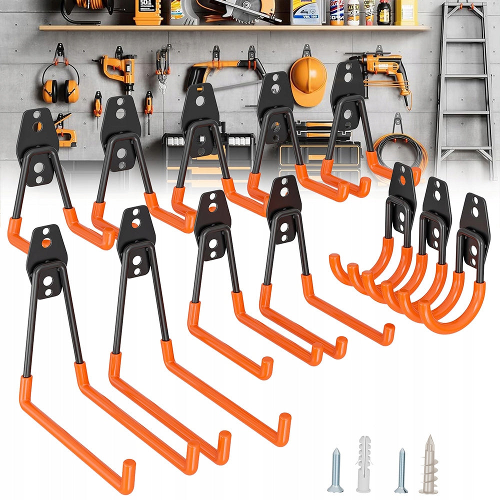 12pcs SET GARAGE HOOKS DOUBLE WALL MOUNTS FOR GARAGE DURABLE