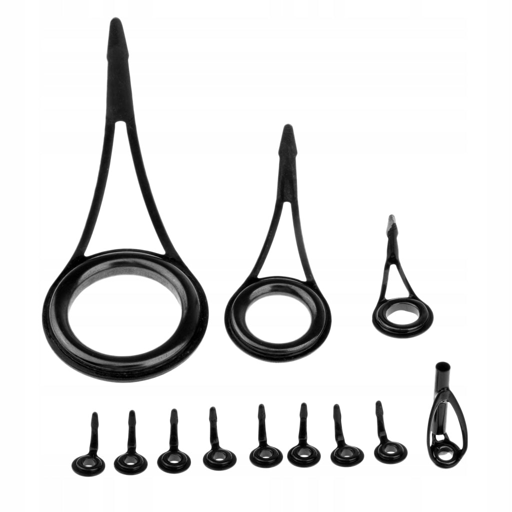 12pcs Saltwater Fishing Rod Tip Stainless Steel Guides Repair Kit DIY