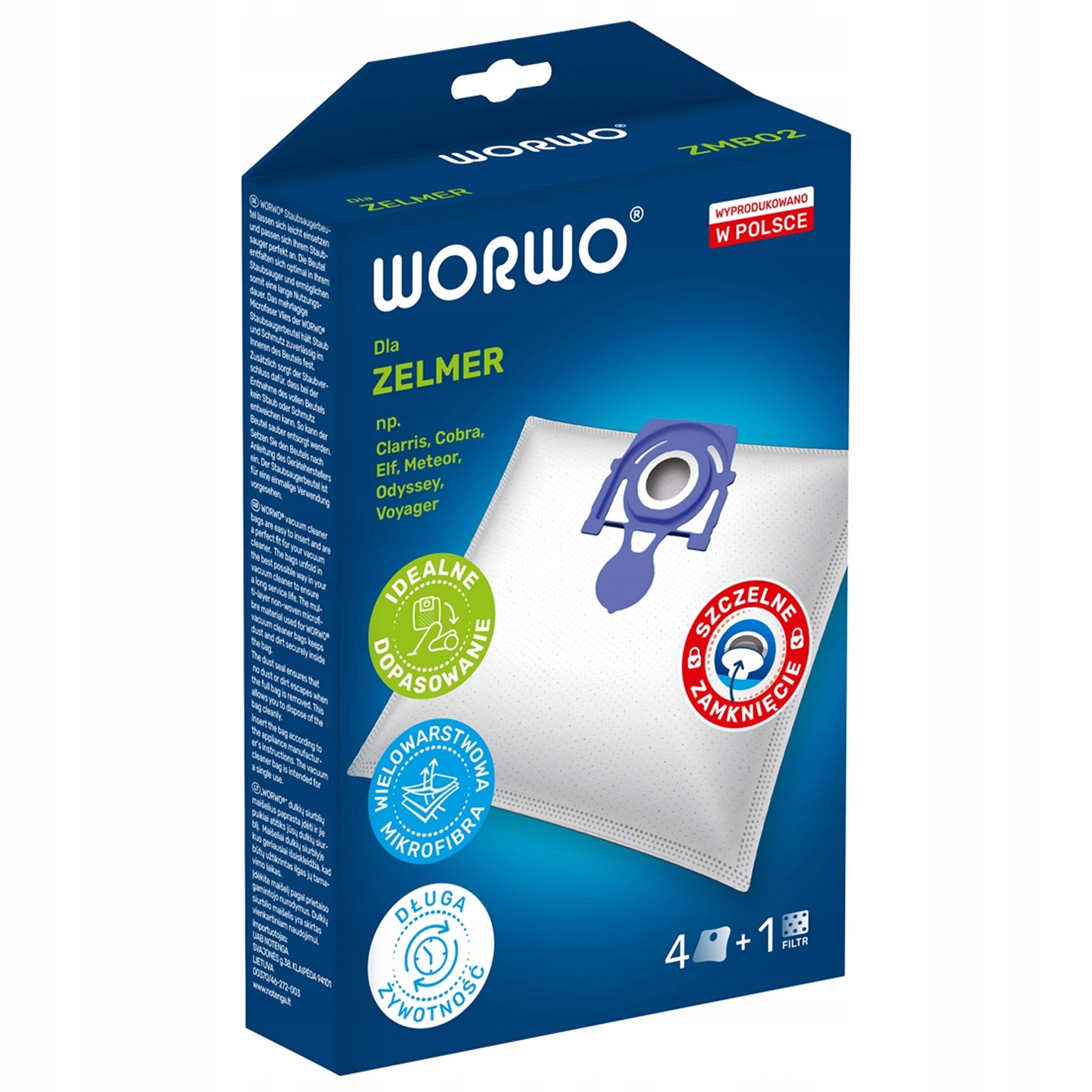 12x BAGS FOR VACUUM CLEANER ZELMER ODYSSEY METEOR ELF ZELMER ANTEK ZVCA100B Packaging status original
