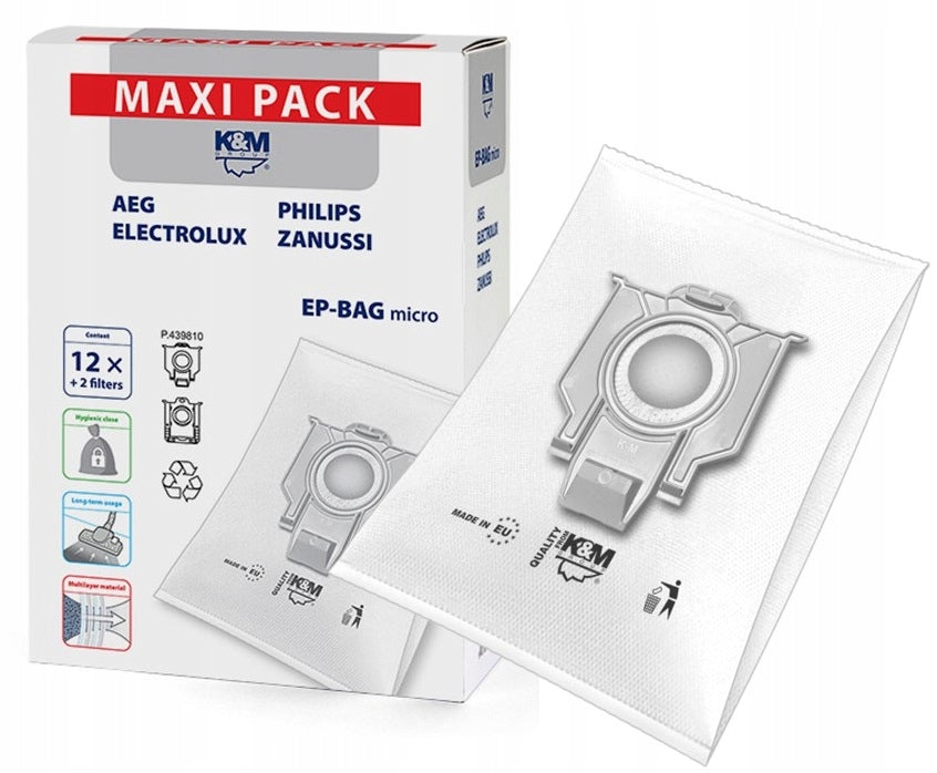 12x EP-BAG BAGS for PHILIPS ELECTROLUX ZANUSSI vacuum cleaner