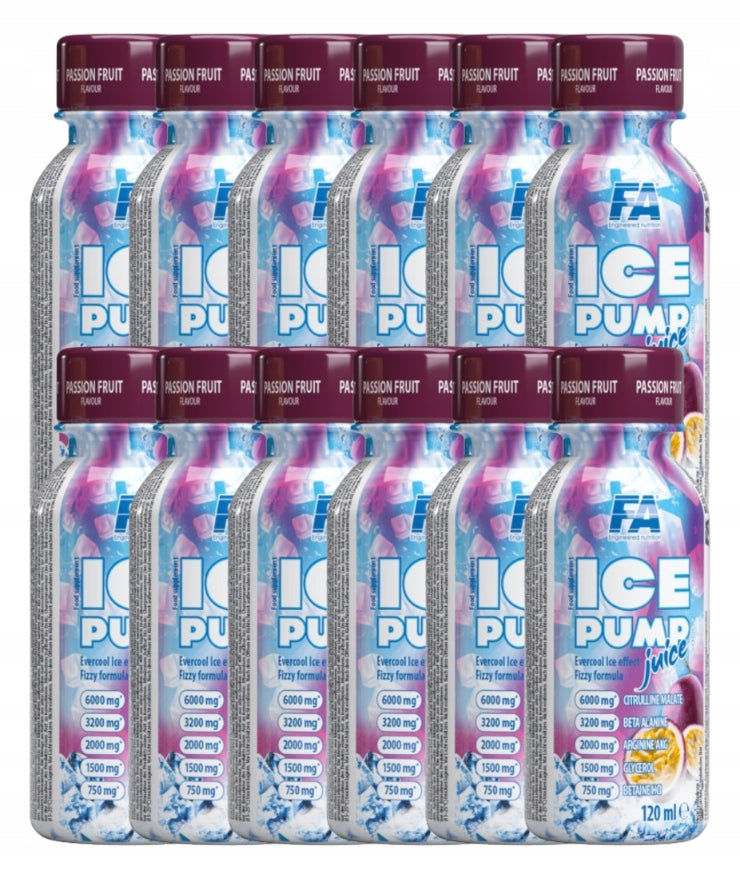 12x FA ICE PUMP Juice Shot 120ml Passion Fruit Conditioner Before Workout