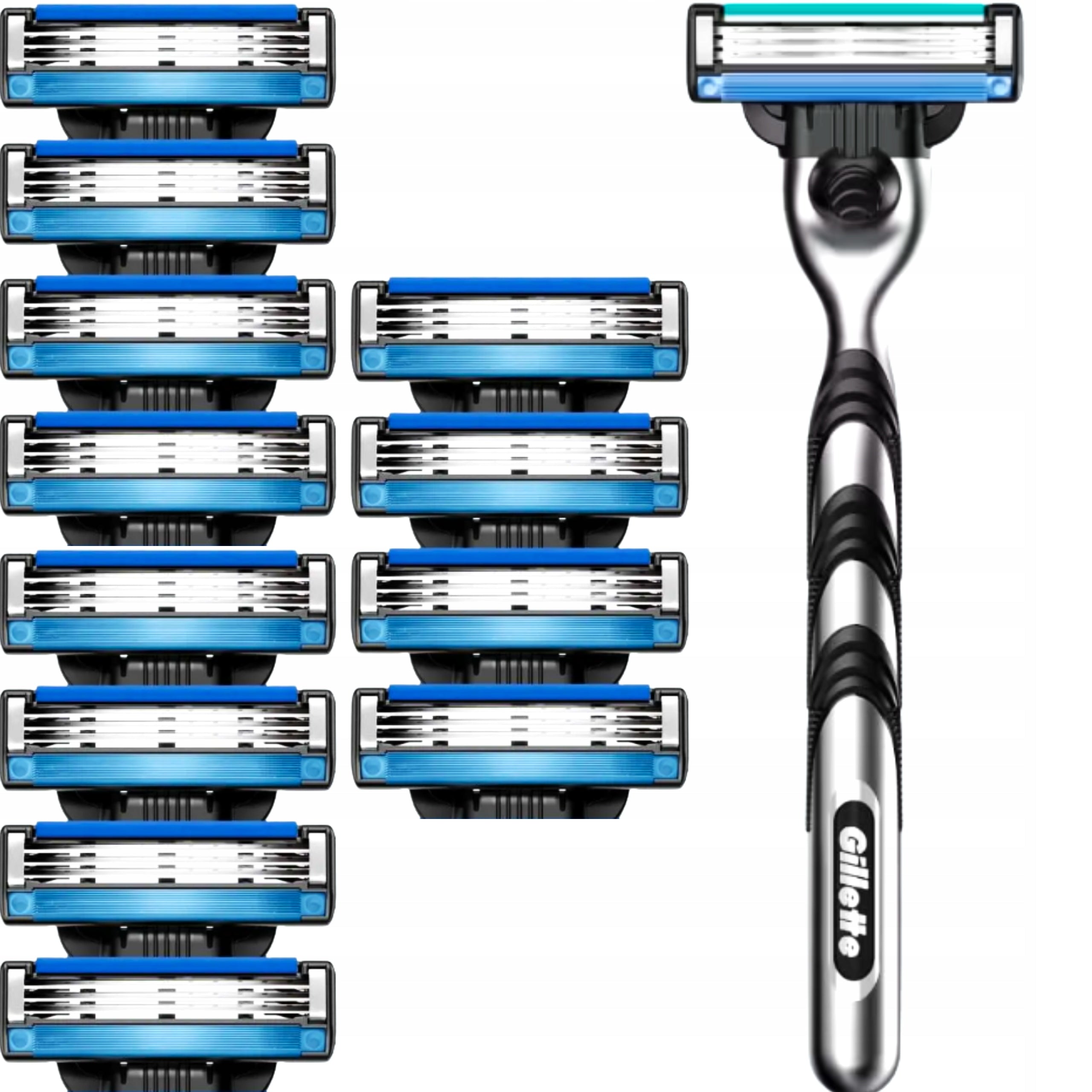 12x GILLETTE MACH3 SHAVER BLADES + FACE SHAVER