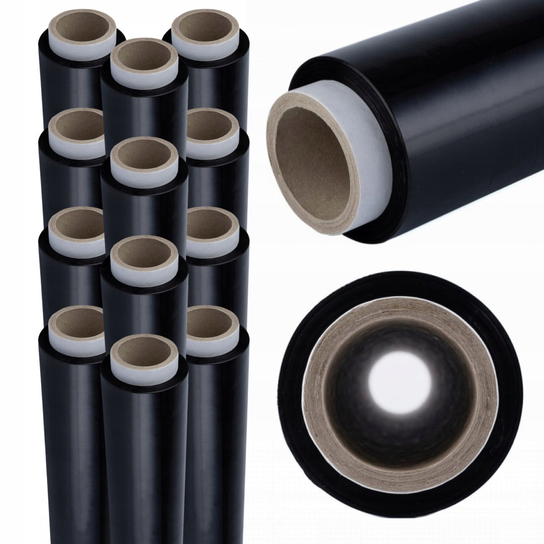 12x HAND STRETCH FILM 1.5 KG BLACK PACKING SET