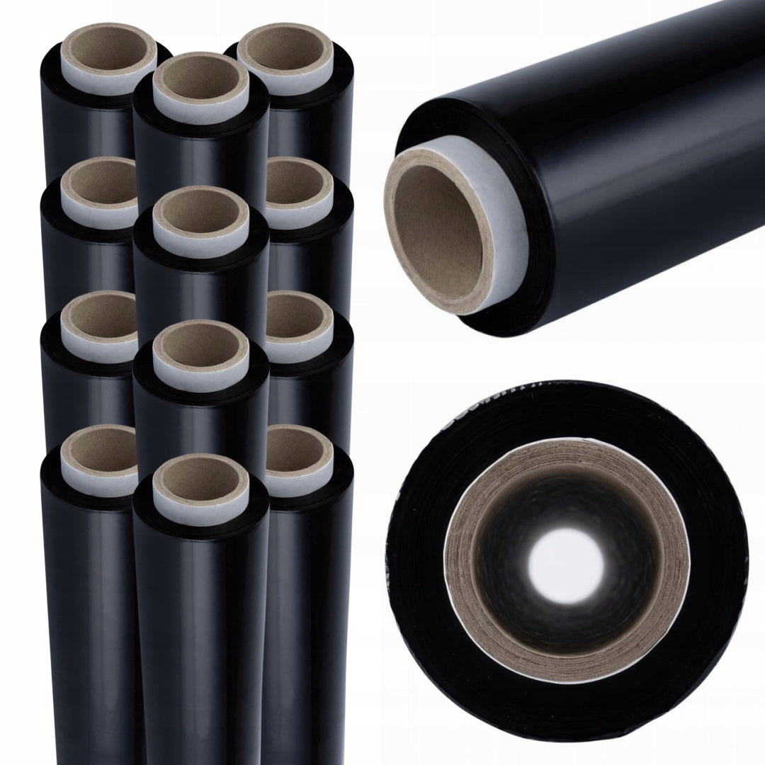 12x HAND STRETCH FILM 2.0 KG BLACK PACKING SET