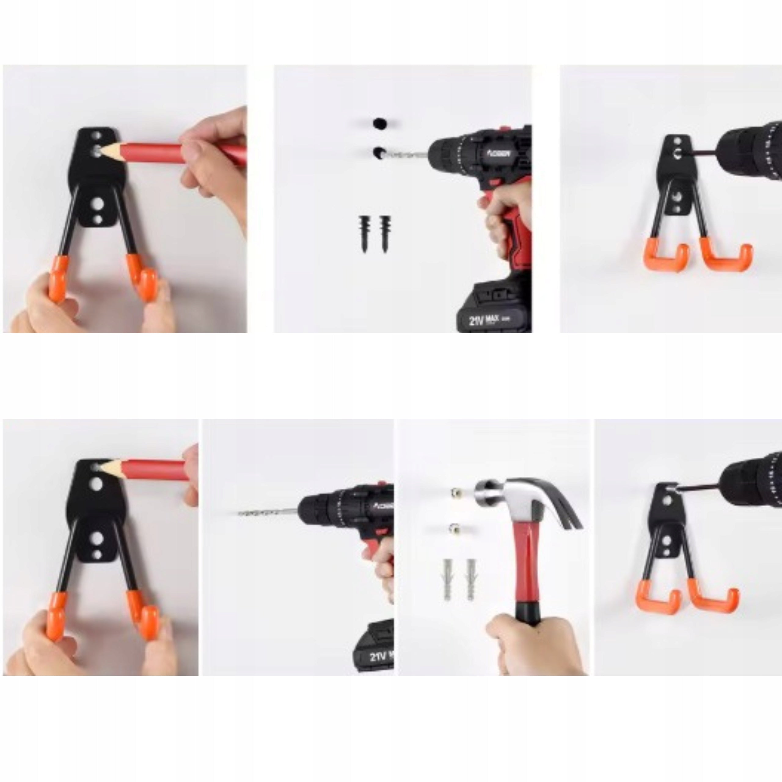 12x HANGER HOOK WALL MOUNT METAL FOR GARAGE WALL BIKE TOOLS Kind single hangers