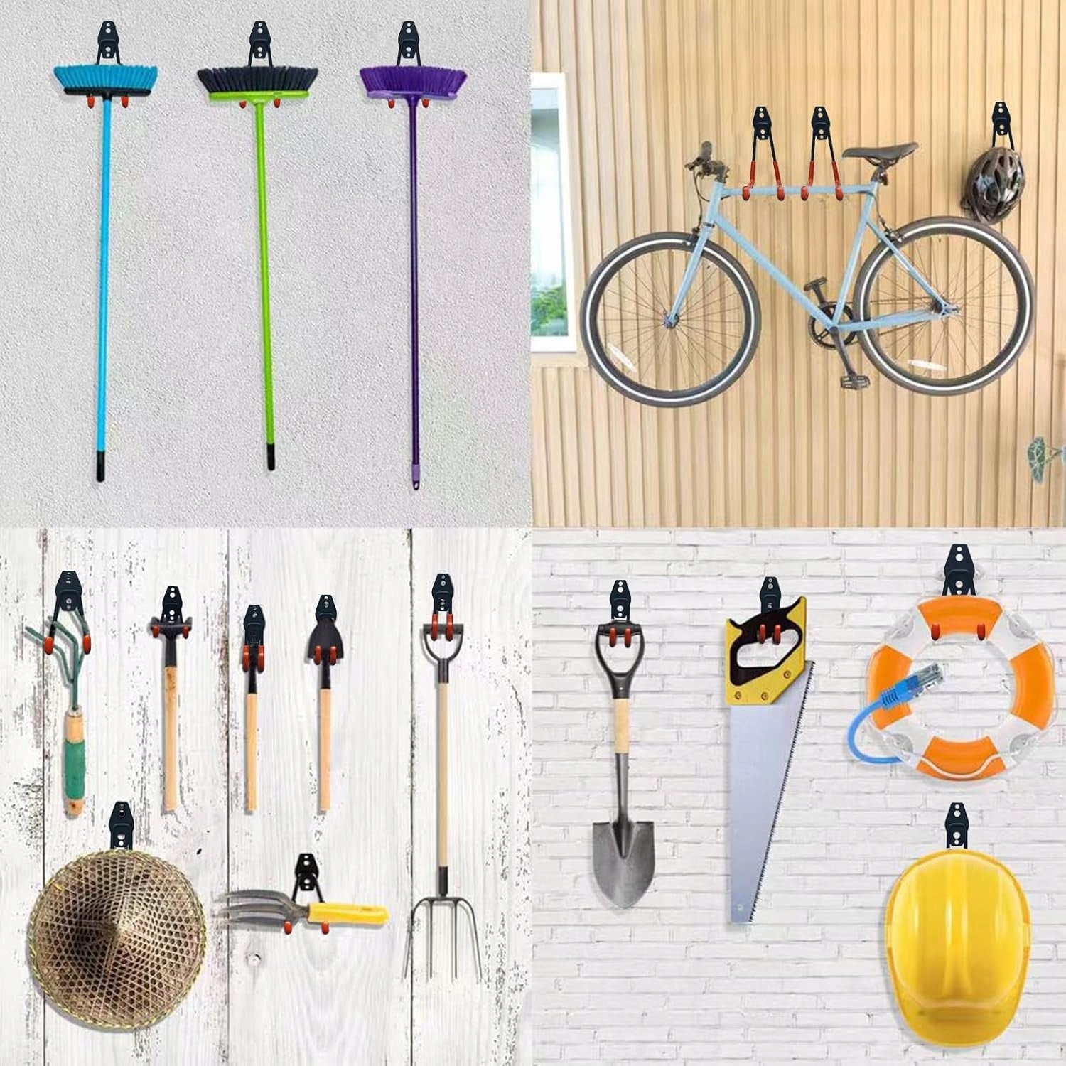 12x HANGER HOOK WALL MOUNT METAL FOR GARAGE WALL BIKE TOOLS Product weight with unit packaging 0.1 kg