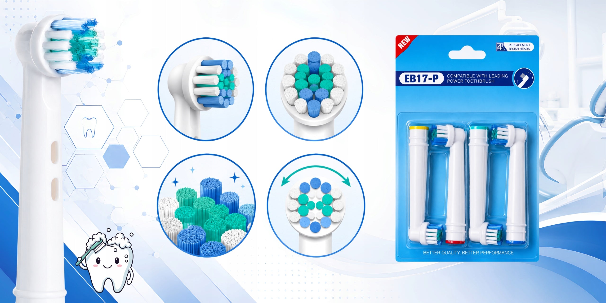 12x Oral-B Braun DuPont Toothbrush Tips Replacement EB17-P Set Medical device no