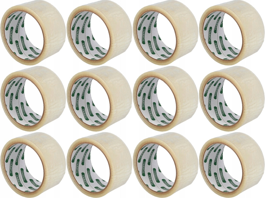 12x PACKING TAPE TRANSPARENT PACKING TAPE COLORLESS BOPP 48mm 50yd