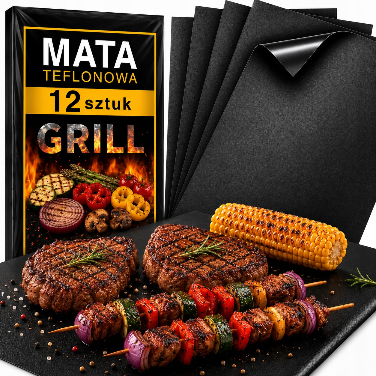 12x TEFLON GRILL MAT GRILL TRAY FOR BAKING GRILLING SET