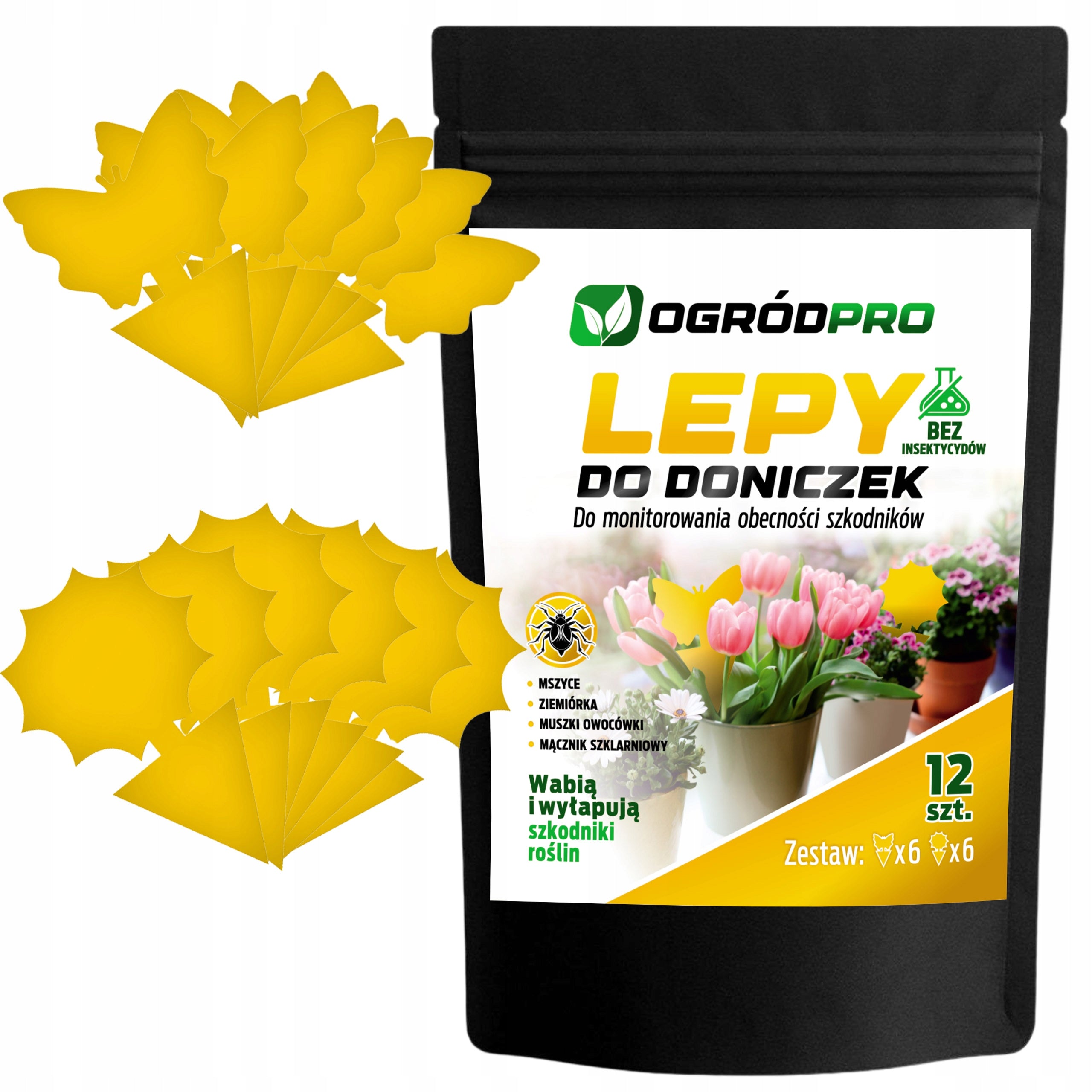 12x YELLOW ADHESIVE FOR POTS BUTTERFLY FOR EARTH APHIDS BOW TIES FRUIT INSECTS Manufacturer code OGRÓDPROLEPZIEMIÓRKIMSZYCE12SZT.