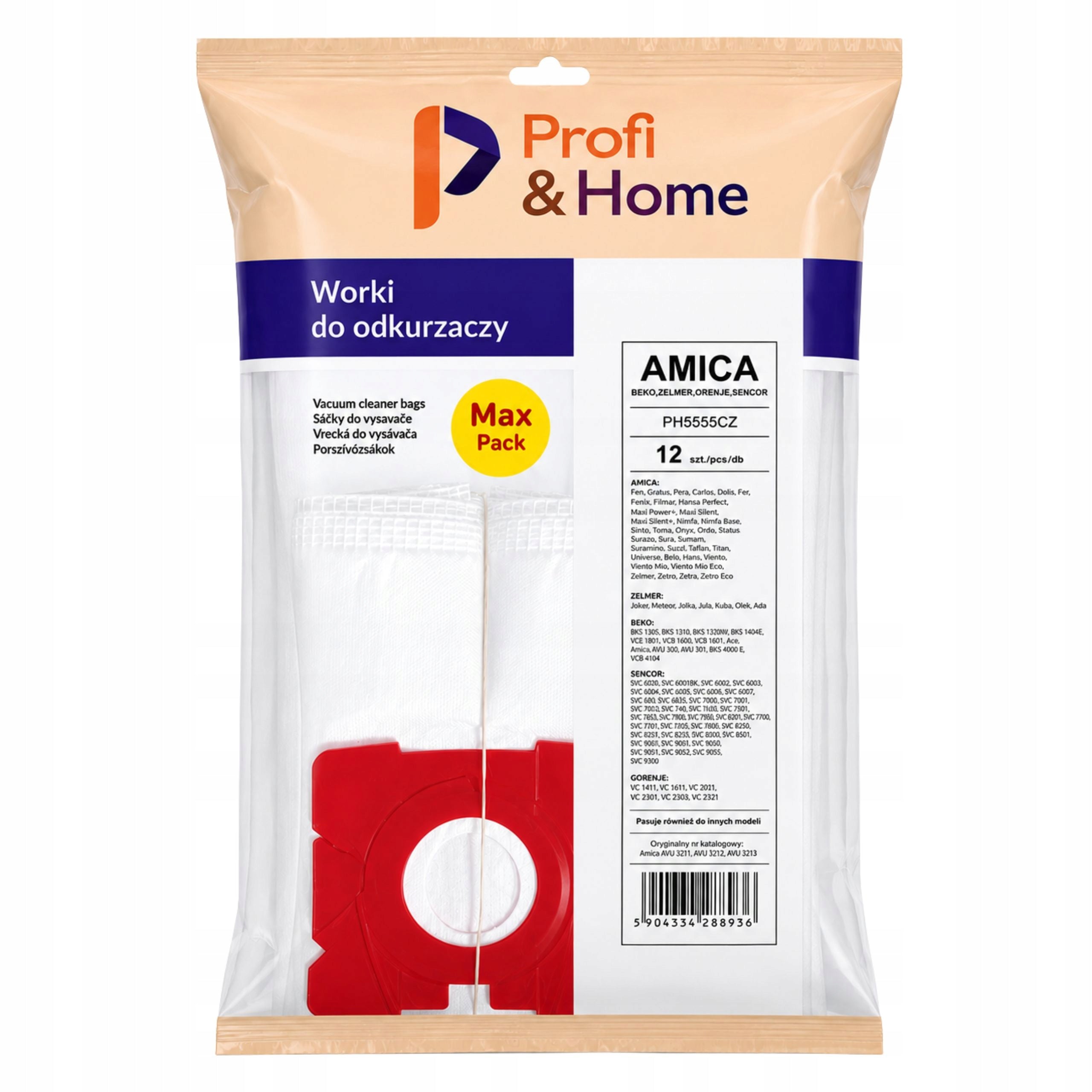 12xVacuum cleaner bags AMICA ORA FEN TURBO AW3011 SURAZO VIENTO BEKO VCC348 Number of items 12 pcs