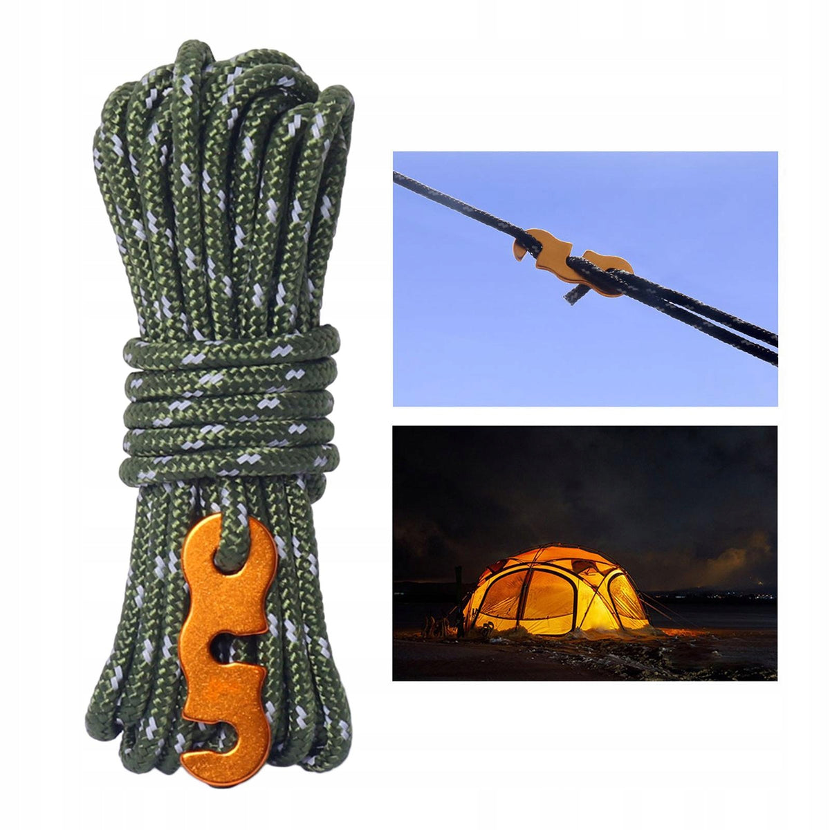 13 ft Reflective Guy Lines Tent Windproof Rope 4mm in Diameter Dark Green