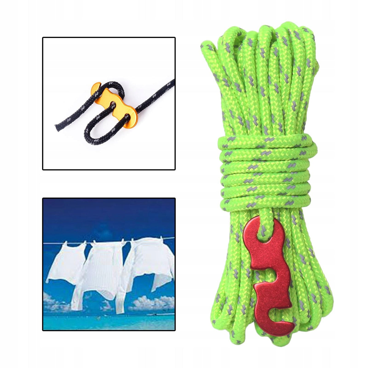 13 ft Reflective Guy Lines Tent Windproof Rope 4mm in Diameter Green 4M-4mm