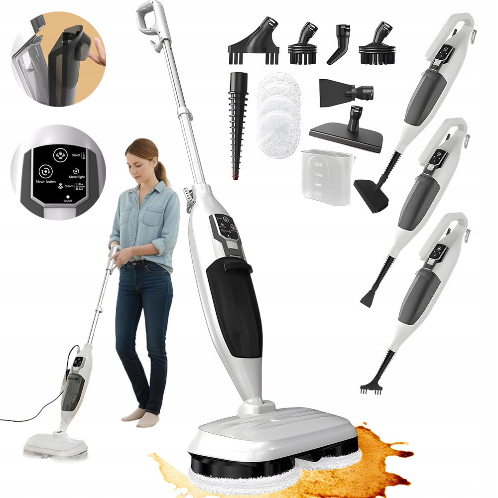 1300w Steam Cleaner With Interchangeable Overlays For Marble And Tiles