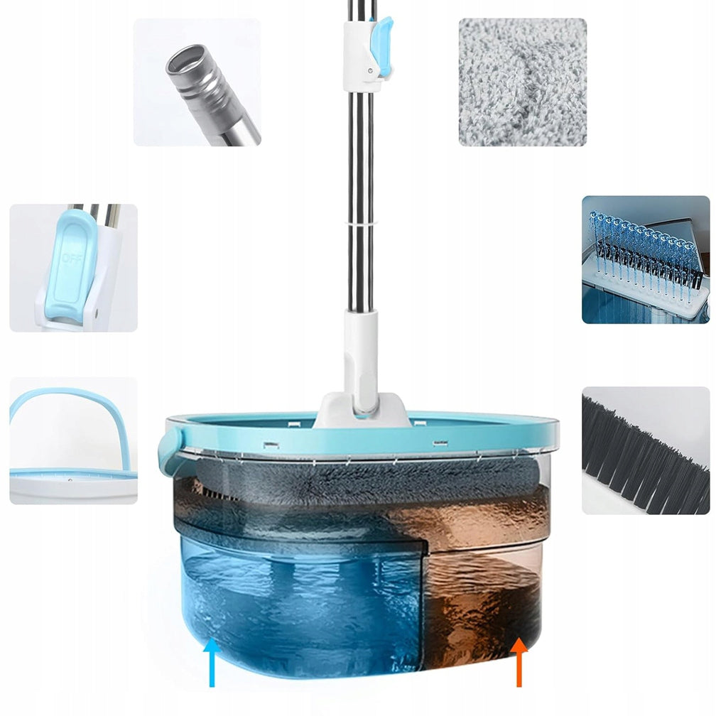130cm Rotary Bucket Mop Set, Rotary Mop Set with Telescopic Stick Packaging status original