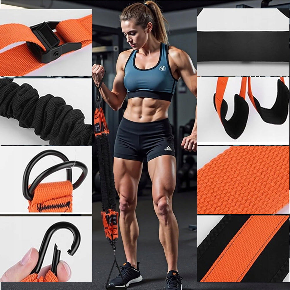 136KG LIFTING CAPACITY TRAINING BELTS ADJUSTABLE PORTABLE WITH FOAM HANDLES Brand Fit4Med