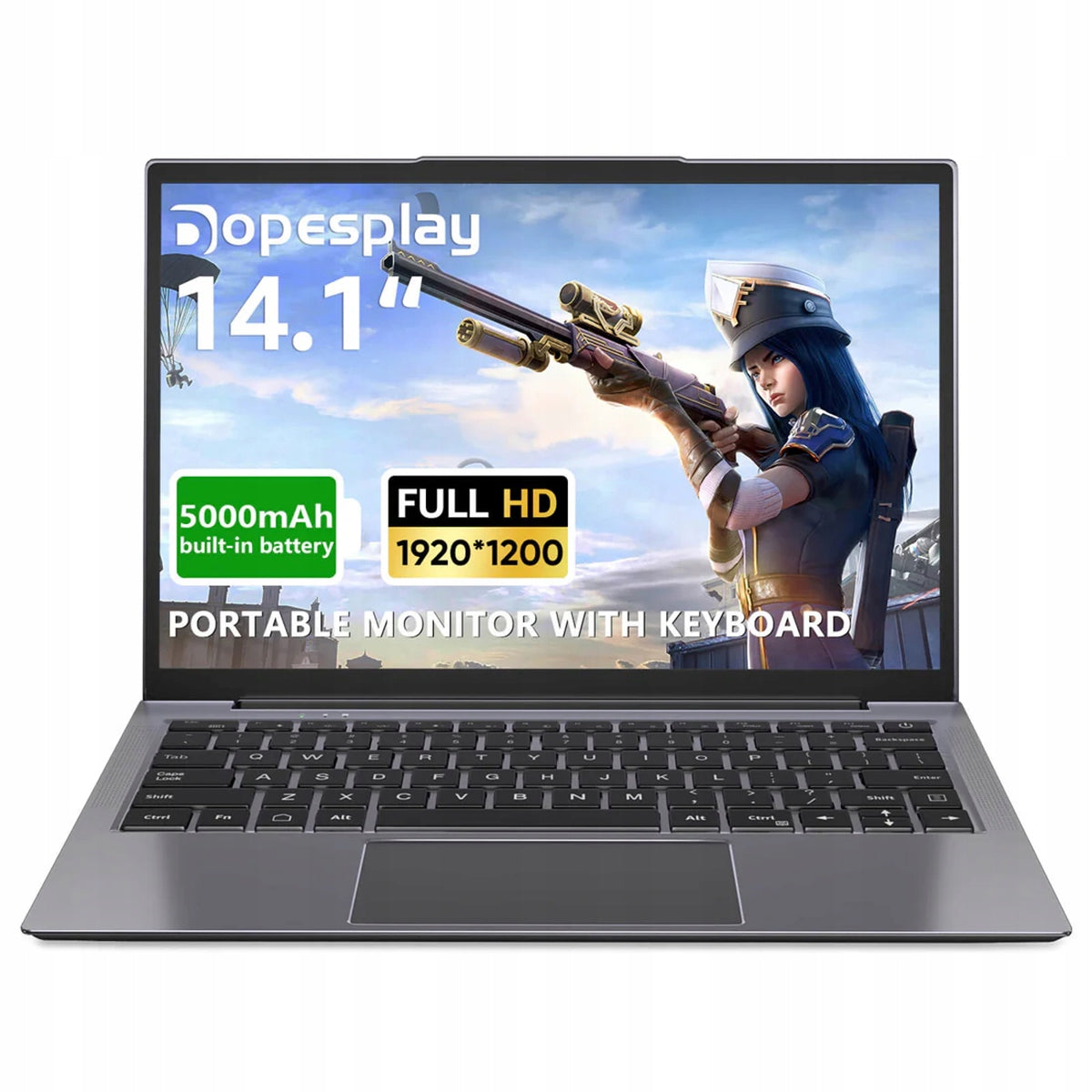 14,1" Portable 1200p HDR IPS Monitor with Keyboard and 5000mA Battery