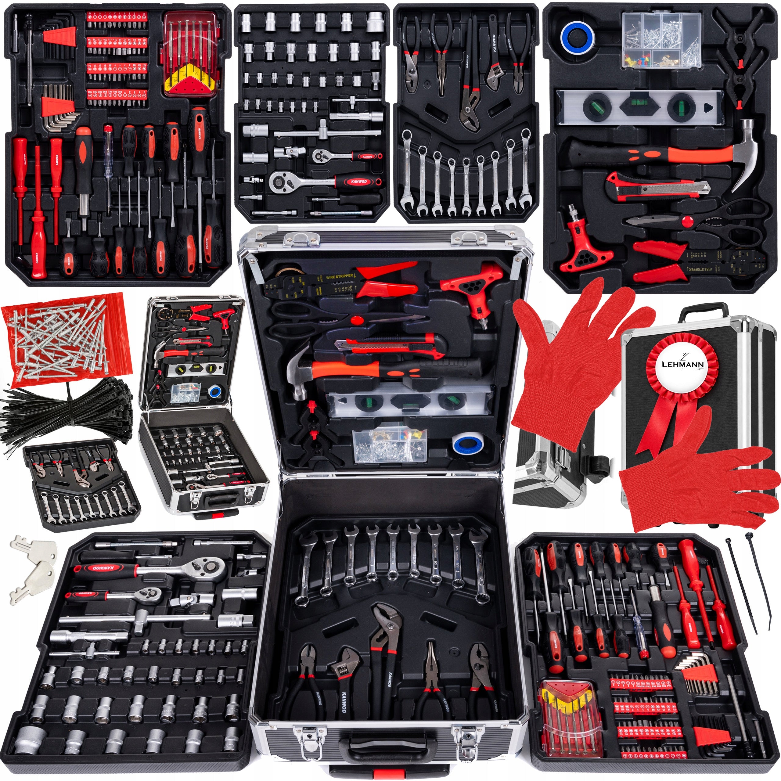 1452-Piece Tool Set with Toolbox, Bits, and Wrenches - Carbon Steel