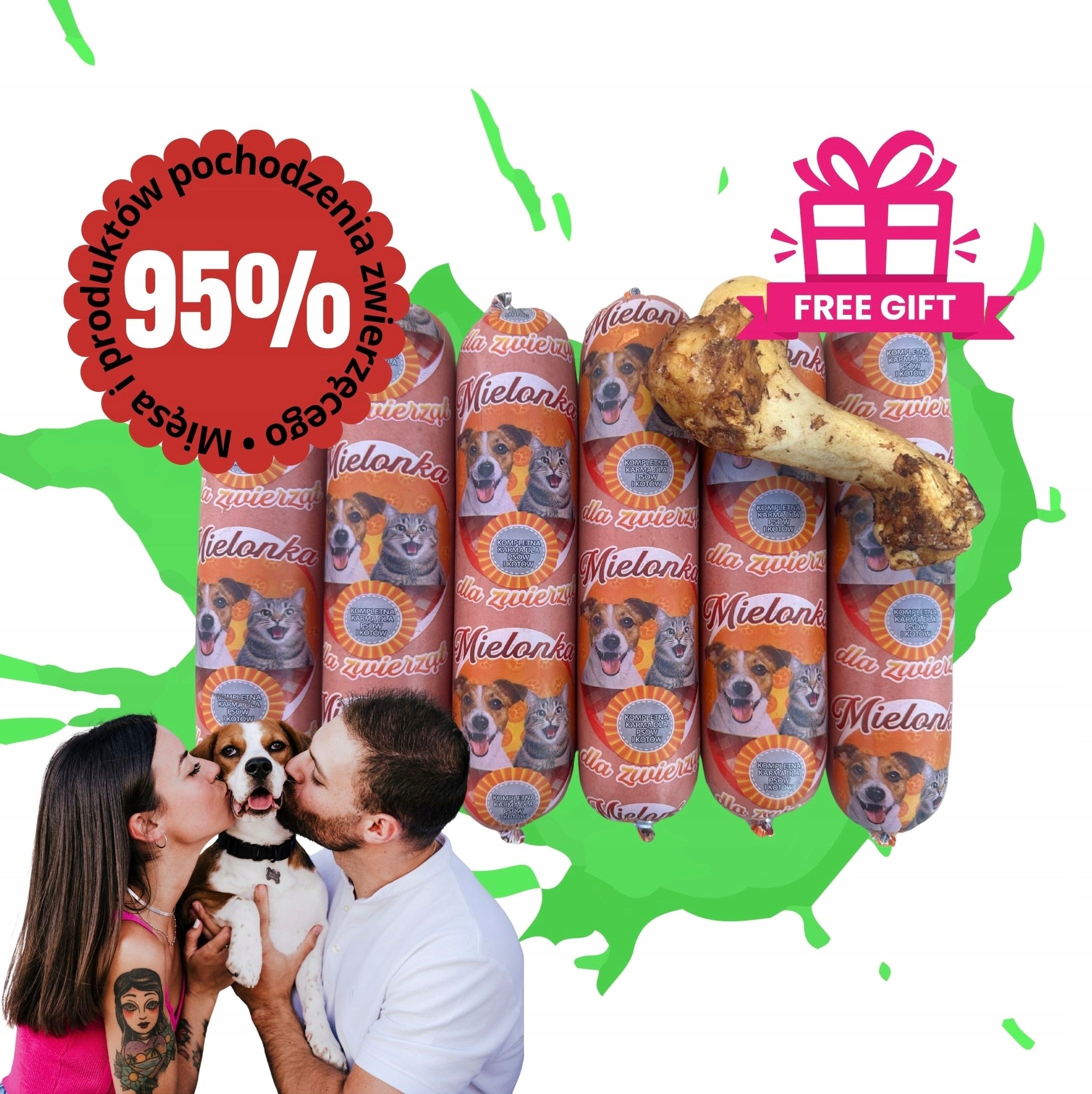 14x1kg WET CAT DOG FOOD PREMIUM GROUND MEAT BAR 95% + freebie Brand no brand