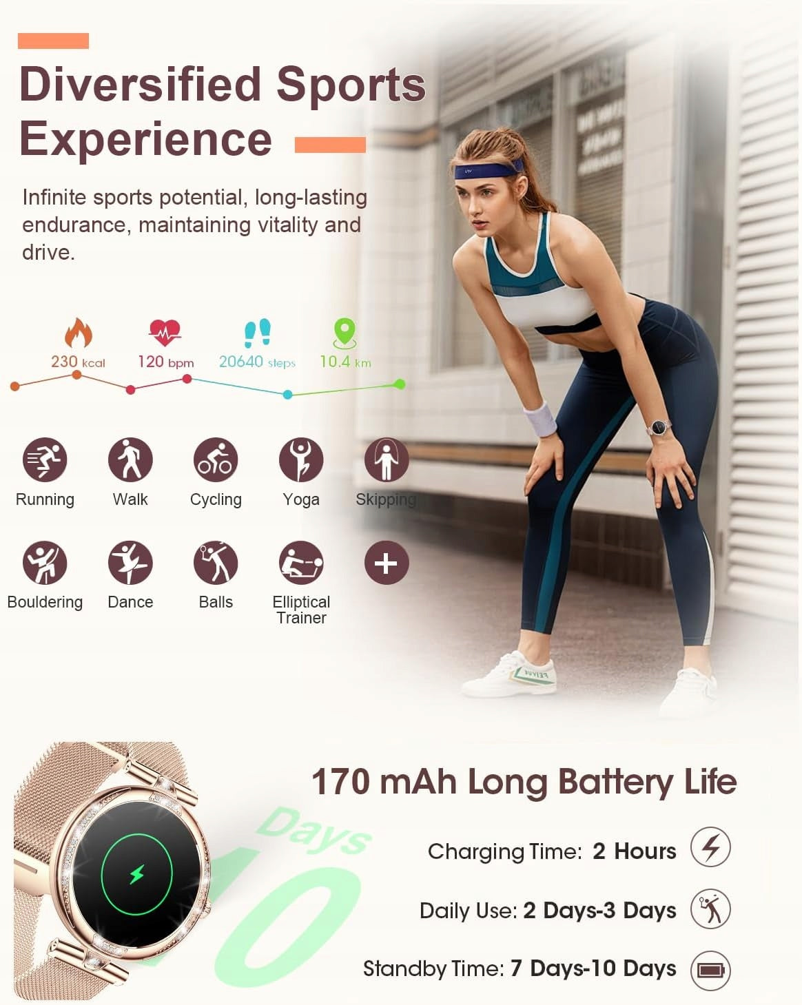 15.01.A6 Women's Smartwatch with AMOLED 1,19", IP68 EAN (GTIN) 616663121275