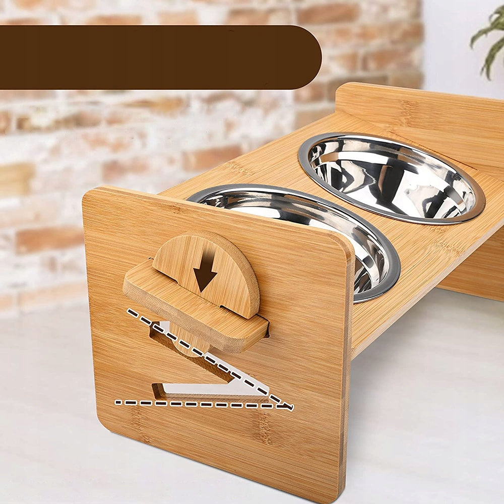 15° DOUBLE DOG CAT BOWL WITH STAND ON FOOD RACK Device type set of two bowls