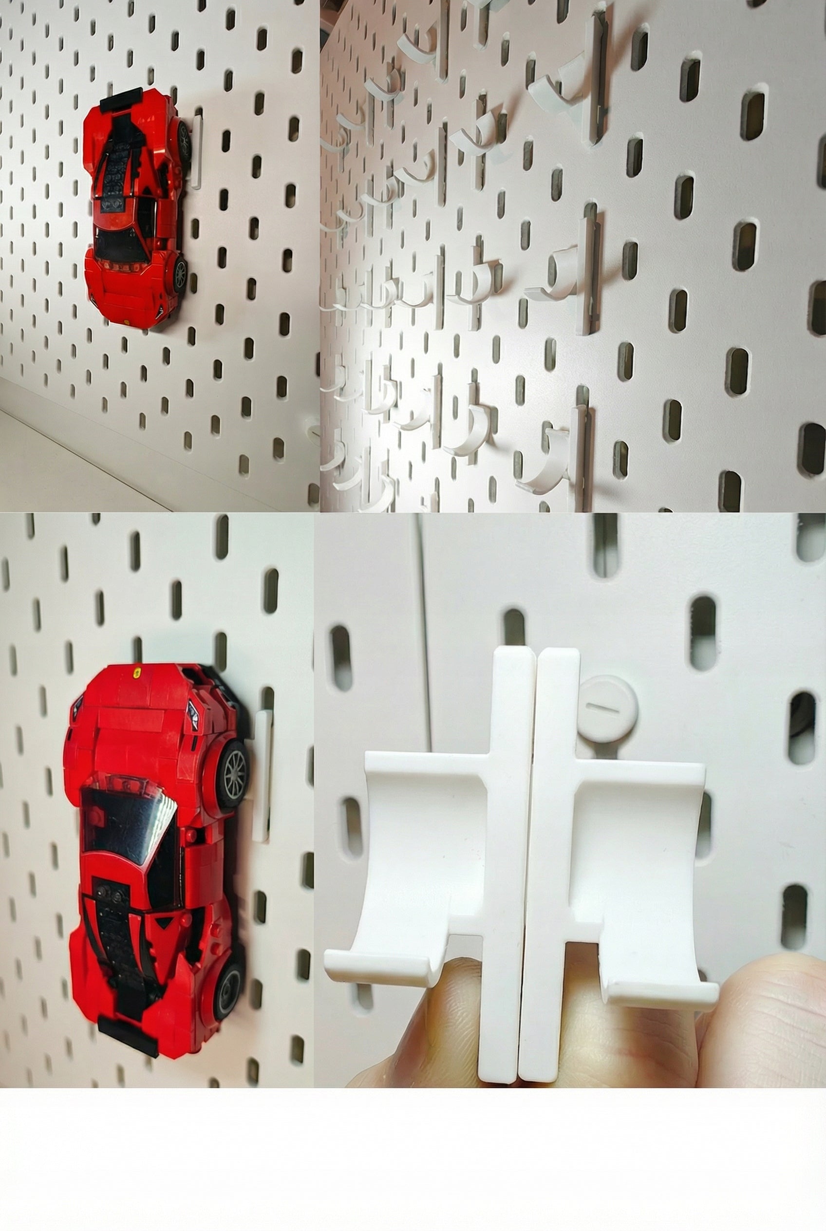 15 LEGO Speed Champions Car Holders for IKEA SKADIS WHITE Boards