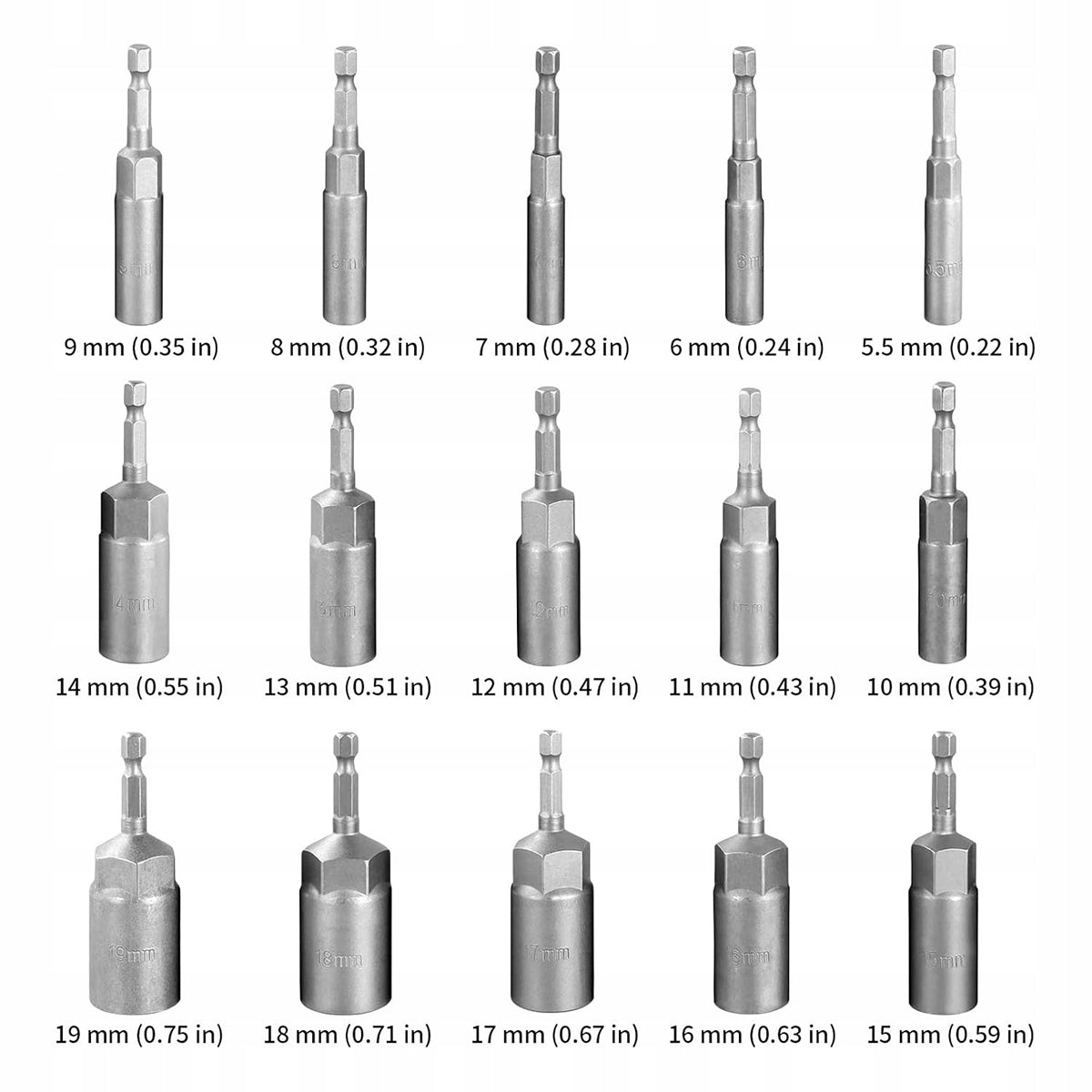 15 Pcs Deep Socket Wrenches Screwdriver Caps Set Key type socket