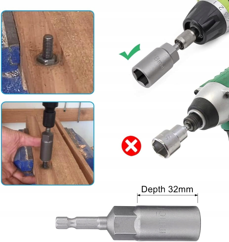15 Pcs Deep Socket Wrenches Screwdriver Caps Set STRONG STEEL Key type socket